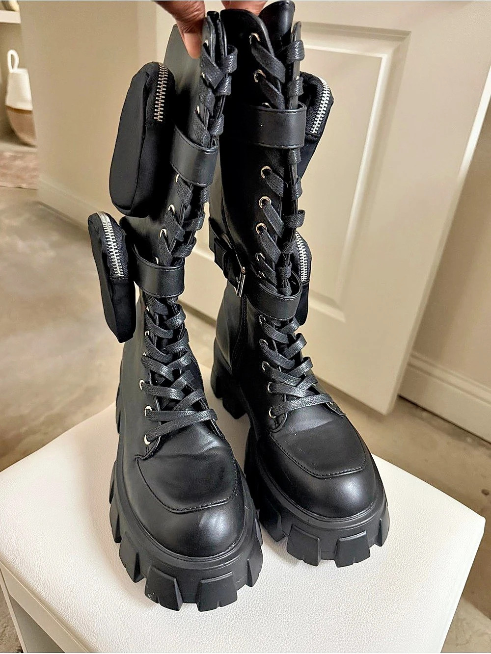 Black Platform Combat Boots EU 40 Like New